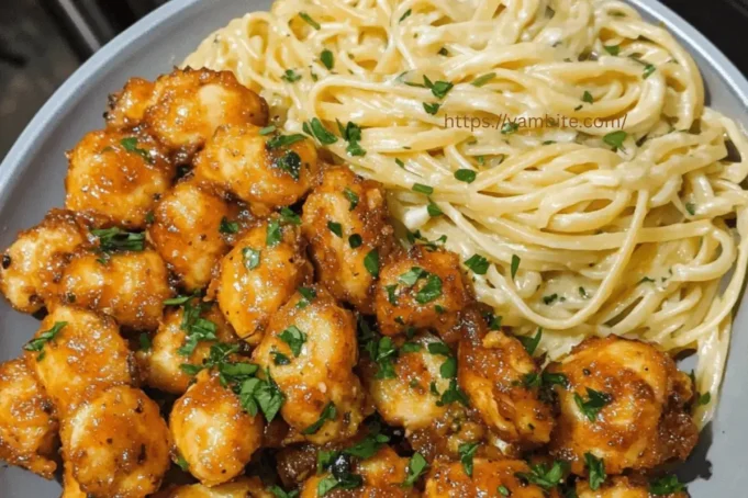 Easy Garlic Parmesan Chicken Bites with Pasta Recipe Garlic Parmesan Chicken Bites with Pasta